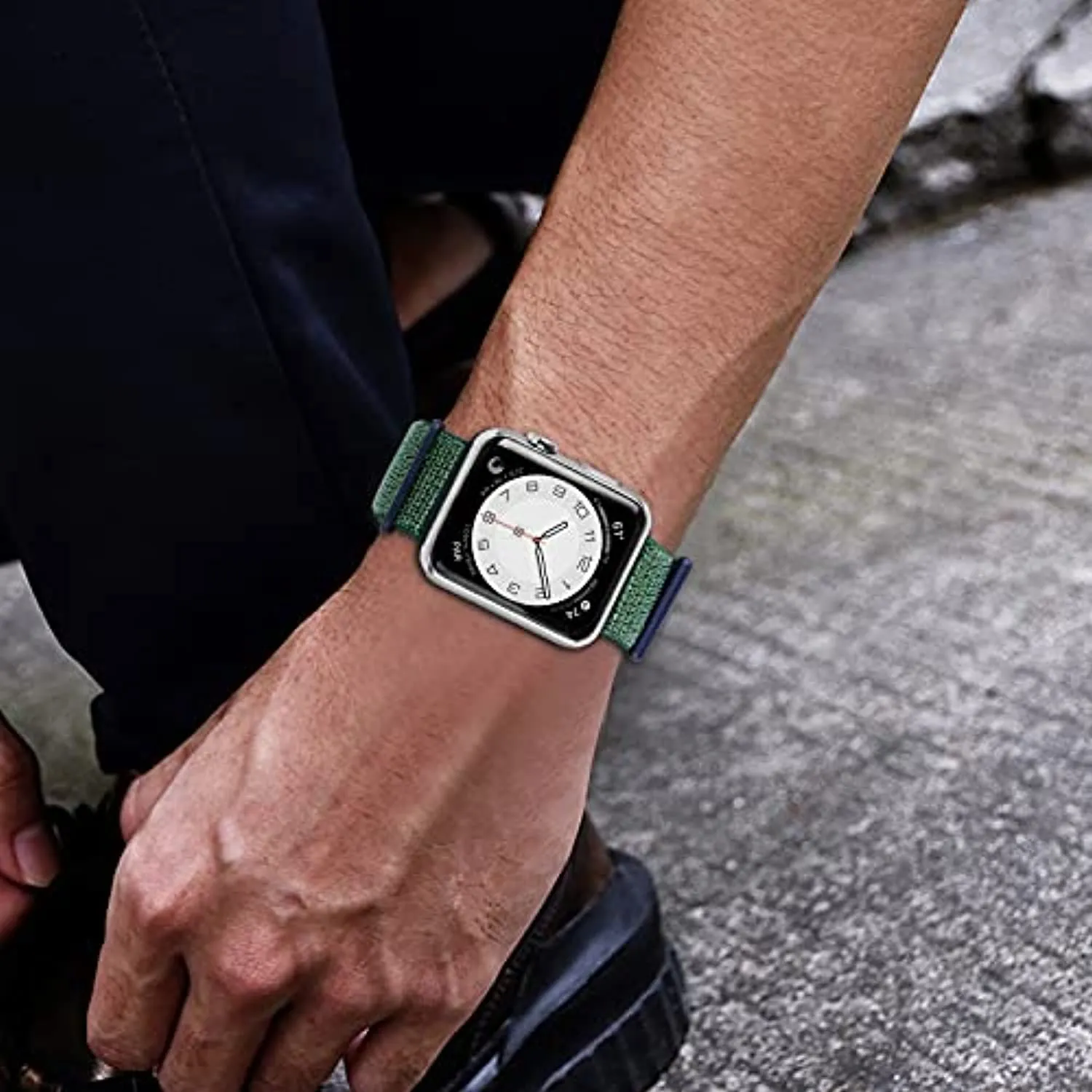 JuQBanke Sport Loop Band Compatible with Apple Watch Band 38mm 40mm 41mm 42mm 44mm 45mm iWatch Series 7 6 5 SE 4 3 2 1 Strap Nylon Weave Women Men Stretchy Elastic Braided Replace Wristband Breathable