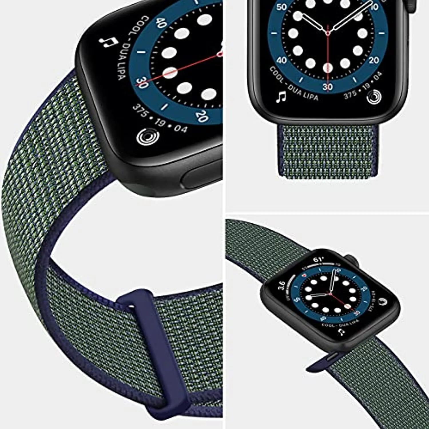 JuQBanke Sport Loop Band Compatible with Apple Watch Band 38mm 40mm 41mm 42mm 44mm 45mm iWatch Series 7 6 5 SE 4 3 2 1 Strap Nylon Weave Women Men Stretchy Elastic Braided Replace Wristband Breathable