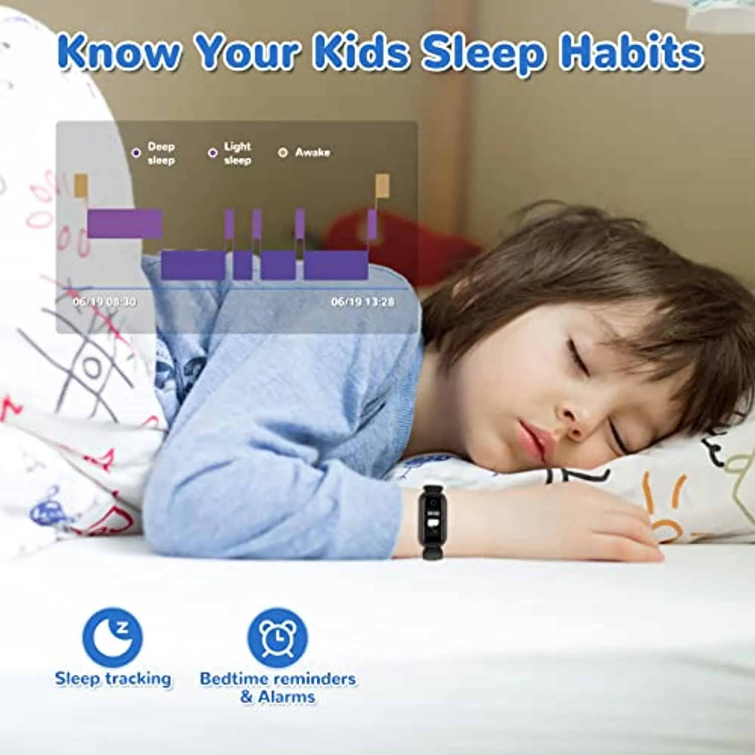 Kids Fitness Tracker, ONIOU IP68 Waterproof Activity Tracker for Kids with Heart Rate Monitor, Sleep Tracker, Alarm Clock, Pedometer Watch Kids Fitness Watch for Boys Girls Ages 5-12