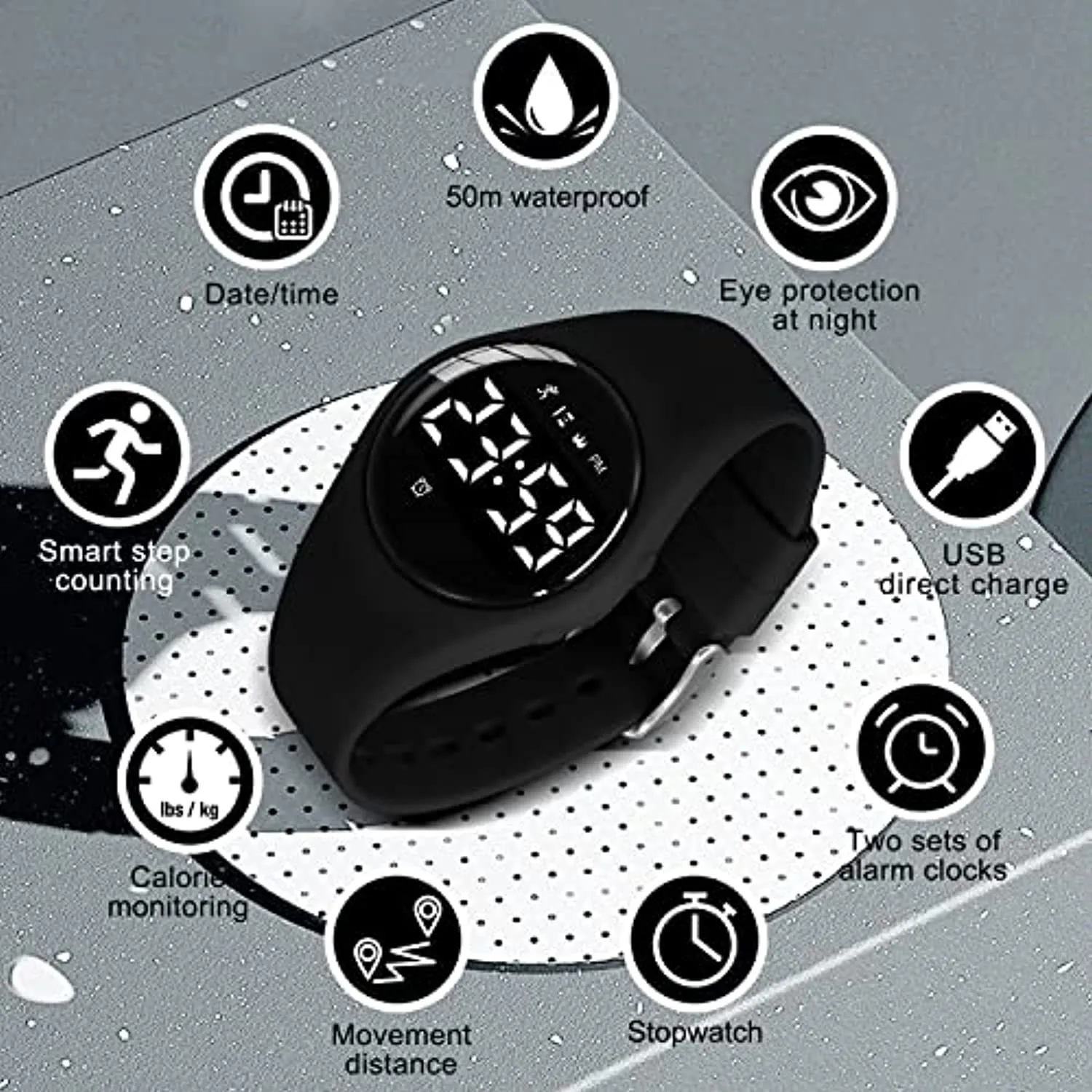 Kids Fitness Tracker Watch, Digital Activity Tracker Watch for Kids Ages 3-12, Non-Bluetooth, Alarm/Calorie/Pedometer Count Steps Wrist Watch for Kids