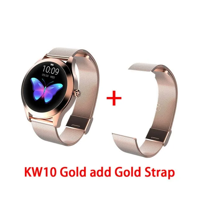 KW10 IP68 Waterproof Smart Watch Women Lovely Bracelet Heart Rate Monitor Sleep Monitoring Smartwatch Connect IOS Android PK S3