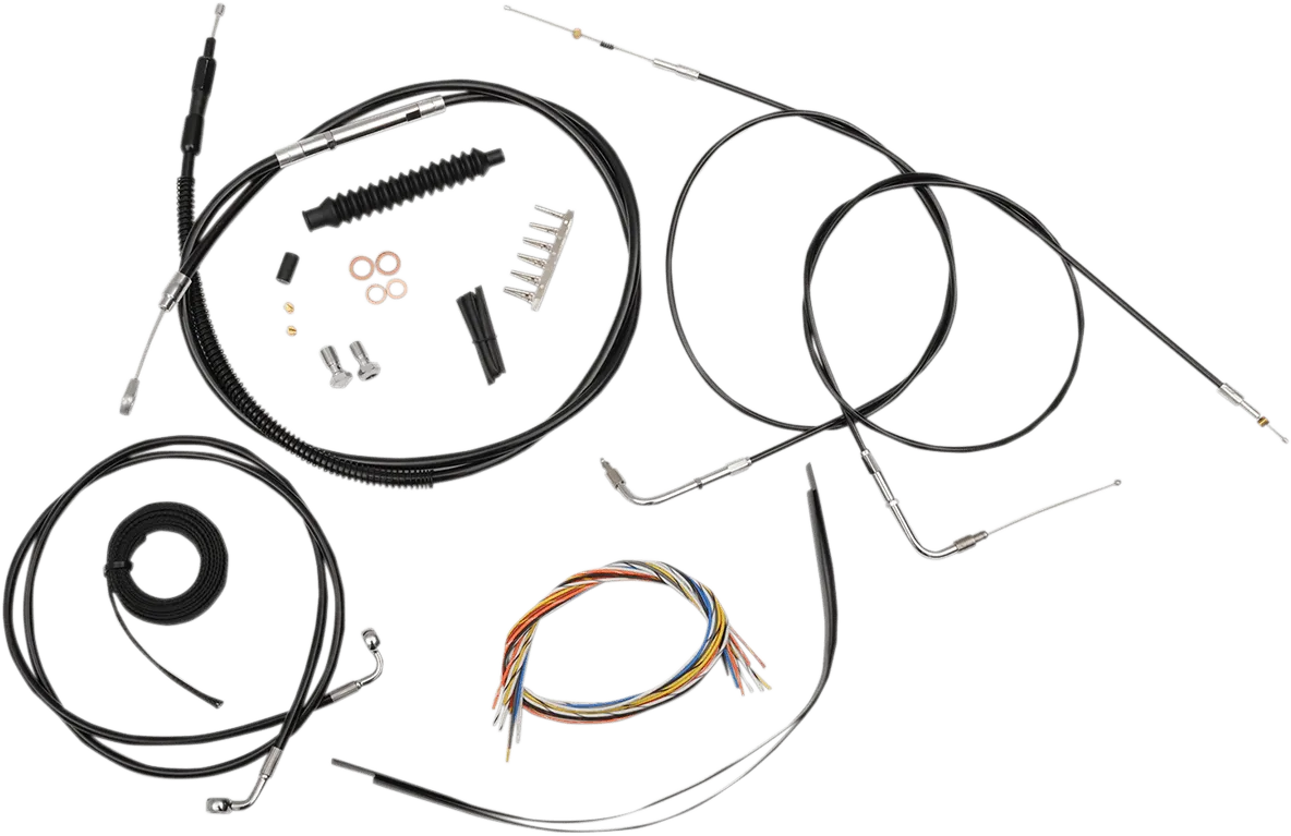 LA Choppers LA-8300KT2-19B Complete Handlebar Cable and Brake Line Kit - Black Vinyl/Stainless