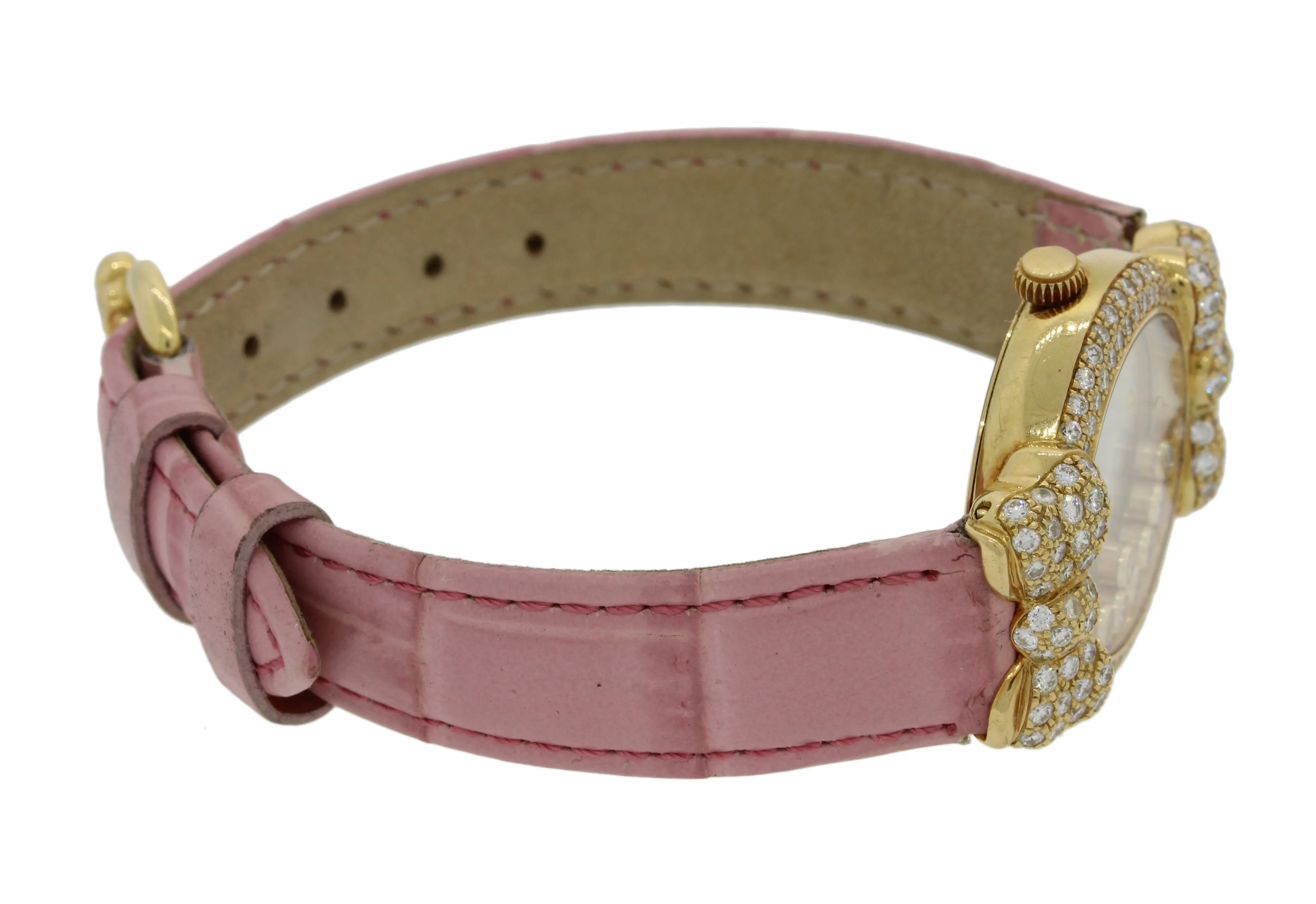 Ladies Chopard Happy 7 Floating Diamond 20/6556 18k Gold Bow Pink Watch B&P J8
