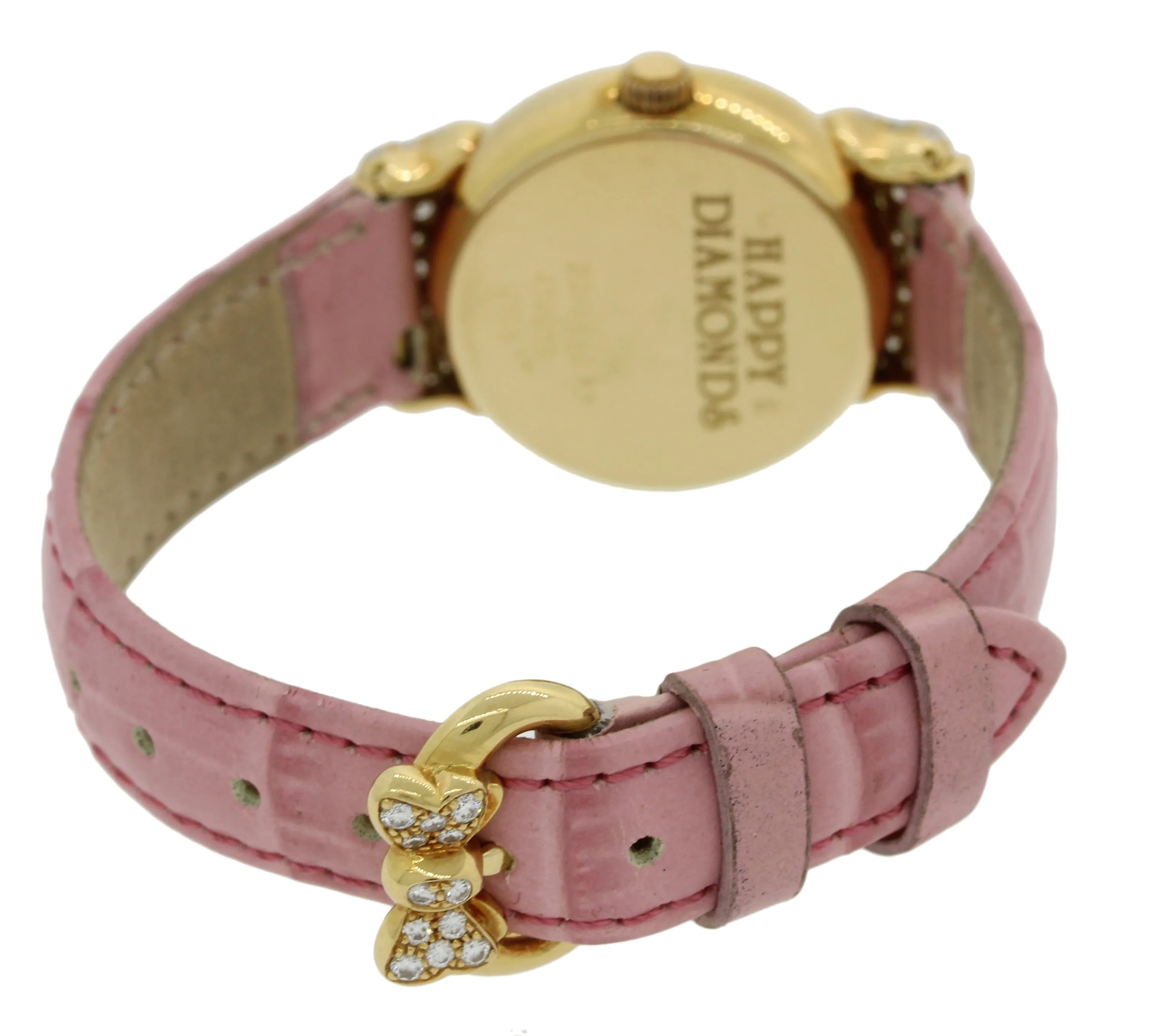 Ladies Chopard Happy 7 Floating Diamond 20/6556 18k Gold Bow Pink Watch B&P J8