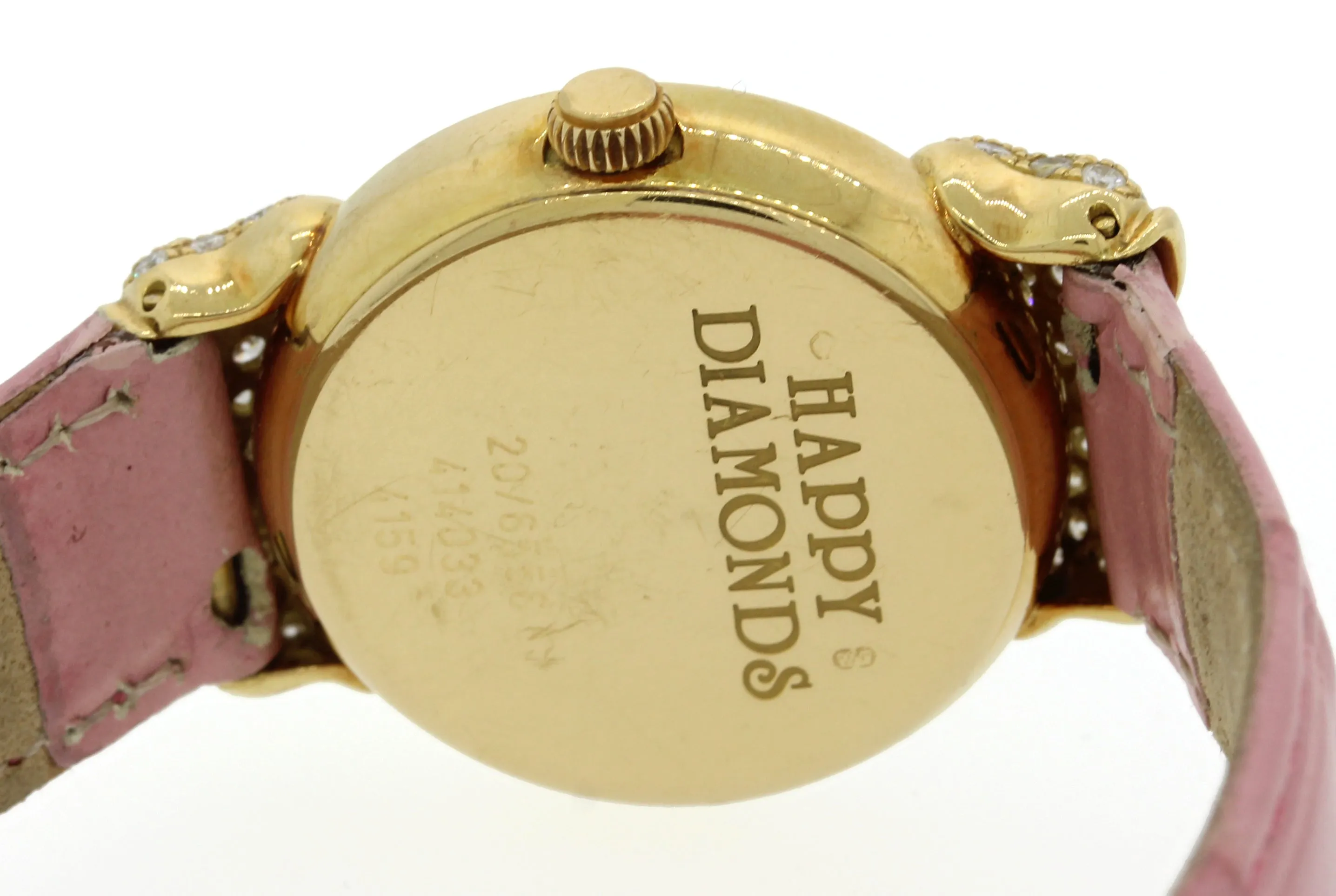 Ladies Chopard Happy 7 Floating Diamond 20/6556 18k Gold Bow Pink Watch B&P J8