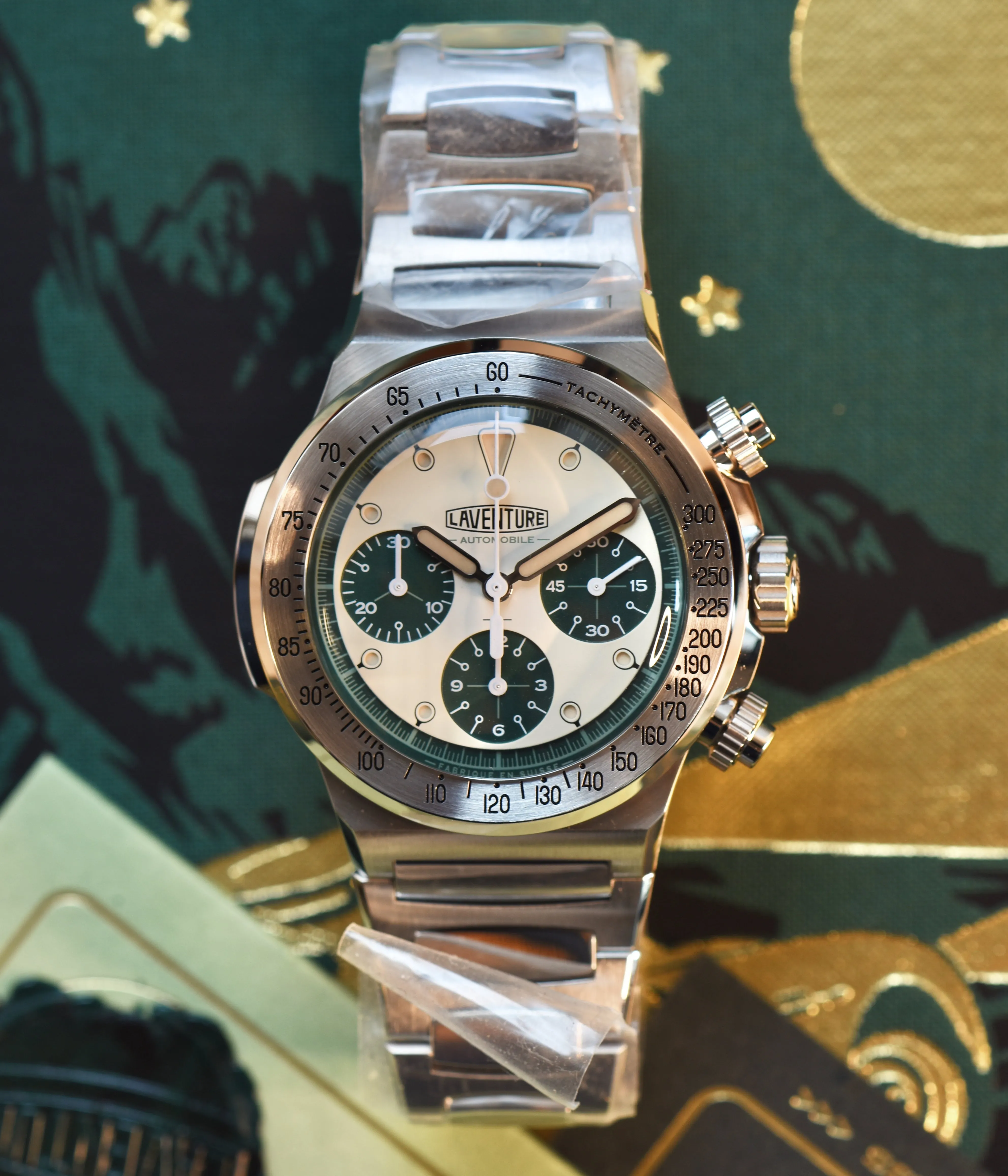 Laventure Automobile Chronograph, Steel/Cream