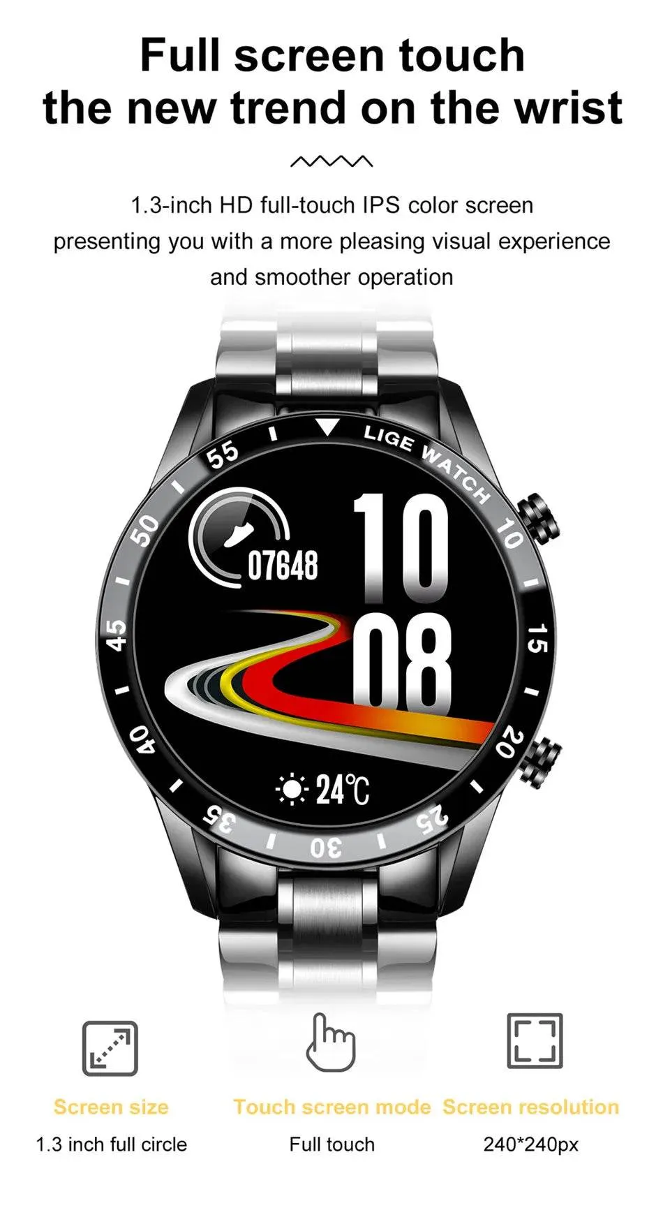 LIGE New Smart Watch Men Bluetooth Call Watch IP67 Waterproof Sports Fitness Bracelet For Android IOS Clock Men Smartwatch Box