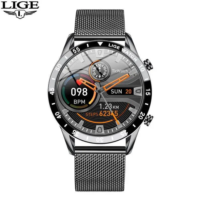 LIGE New Smart Watch Men Bluetooth Call Watch IP67 Waterproof Sports Fitness Bracelet For Android IOS Clock Men Smartwatch Box