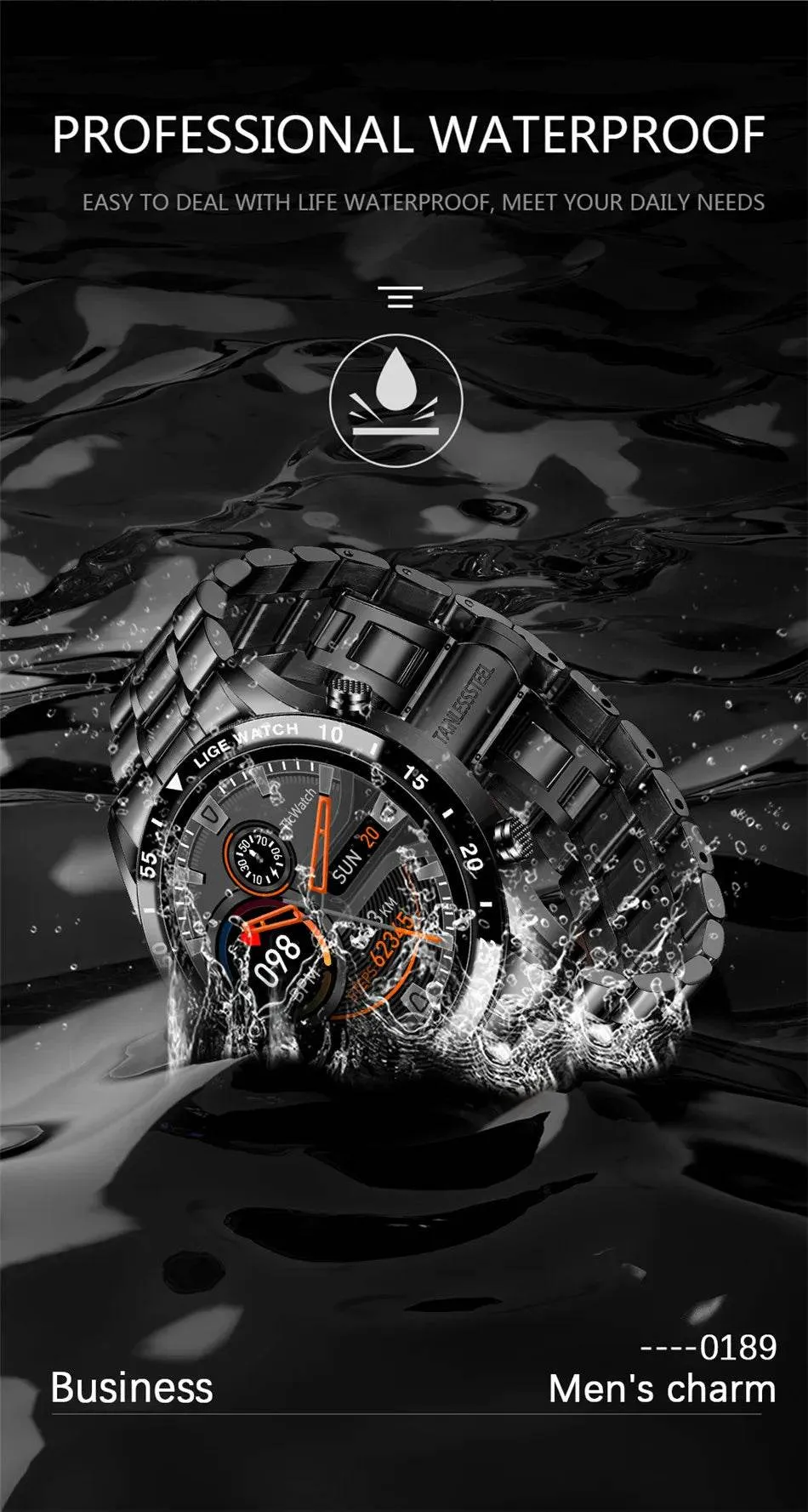 LIGE New Smart Watch Men Bluetooth Call Watch IP67 Waterproof Sports Fitness Bracelet For Android IOS Clock Men Smartwatch Box