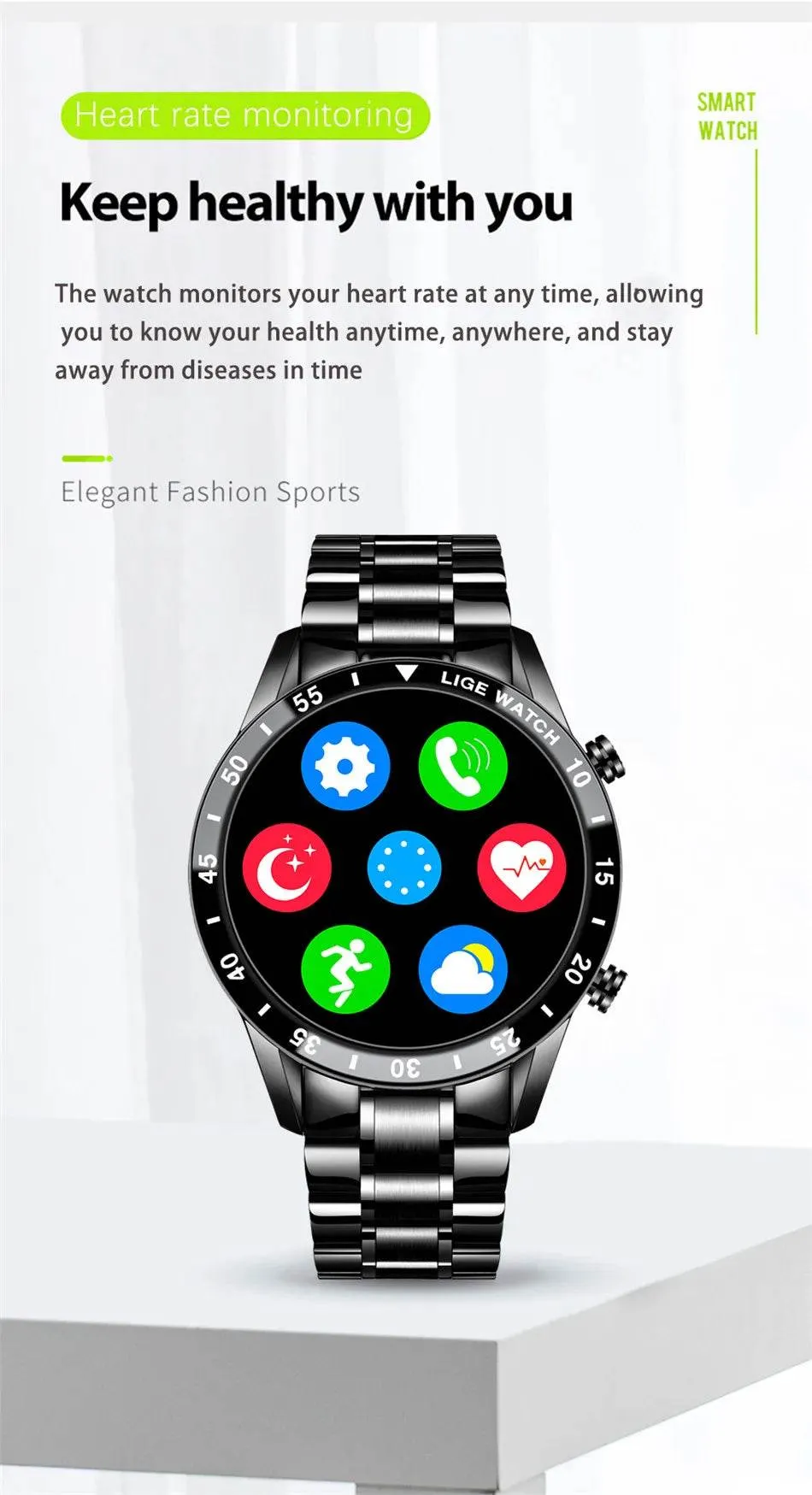 LIGE New Smart Watch Men Bluetooth Call Watch IP67 Waterproof Sports Fitness Bracelet For Android IOS Clock Men Smartwatch Box