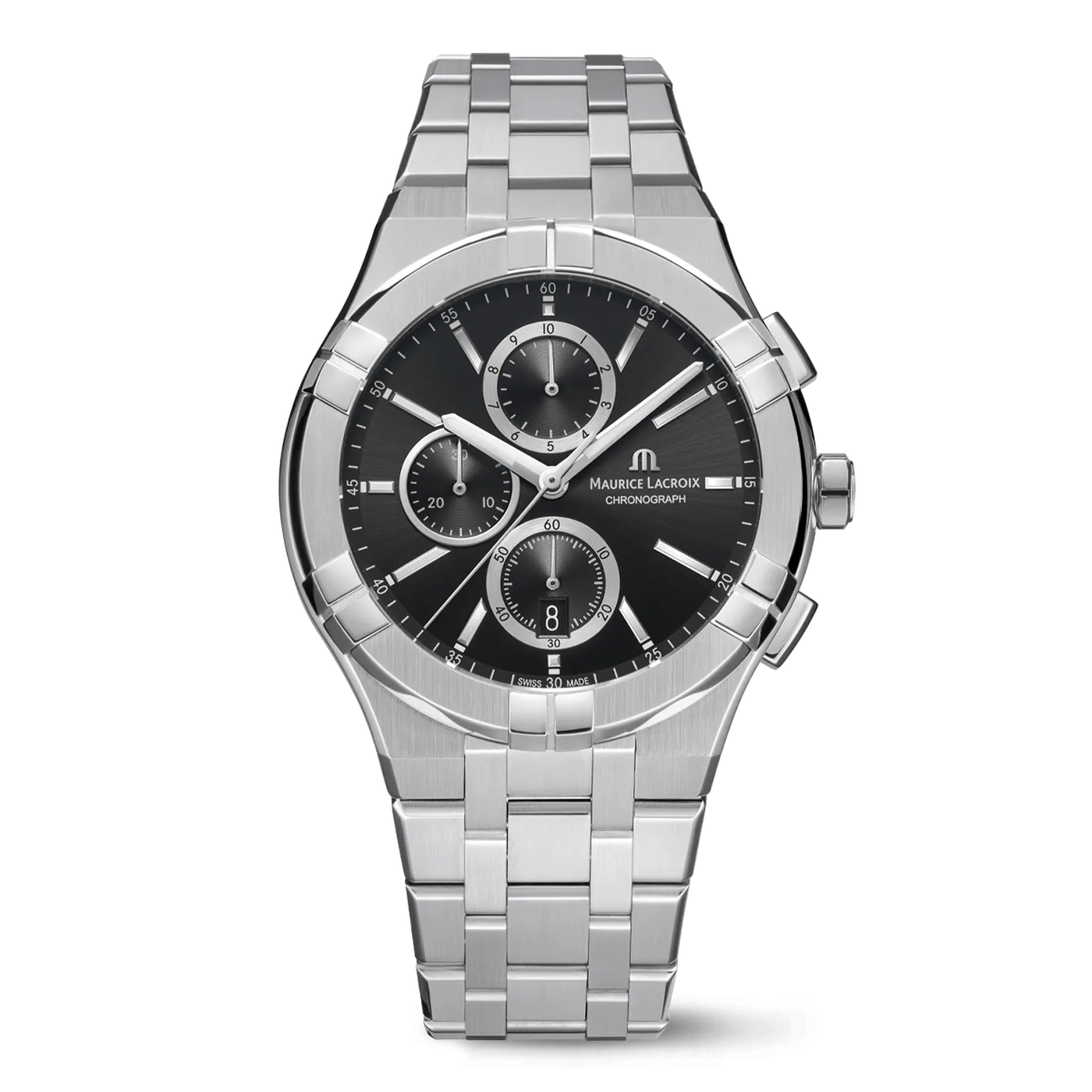 Maurice Lacroix AIKON Quartz Chronograph 42mm Black Men's Watch AI1118-SS002-330-1
