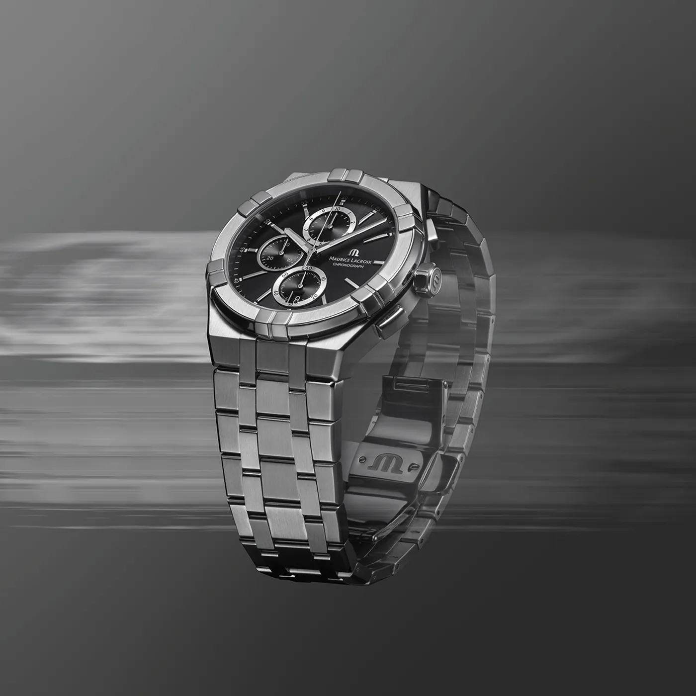 Maurice Lacroix AIKON Quartz Chronograph 42mm Black Men's Watch AI1118-SS002-330-1