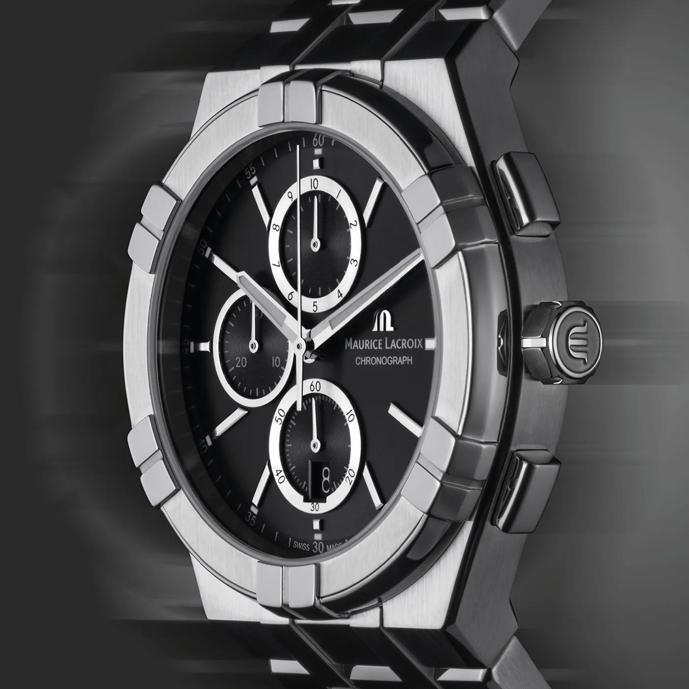 Maurice Lacroix AIKON Quartz Chronograph 42mm Black Men's Watch AI1118-SS002-330-1