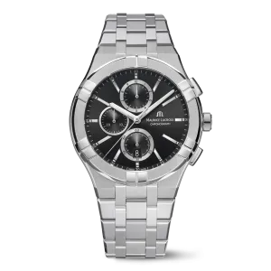 Maurice Lacroix AIKON Quartz Chronograph 42mm Black Men's Watch AI1118-SS002-330-1