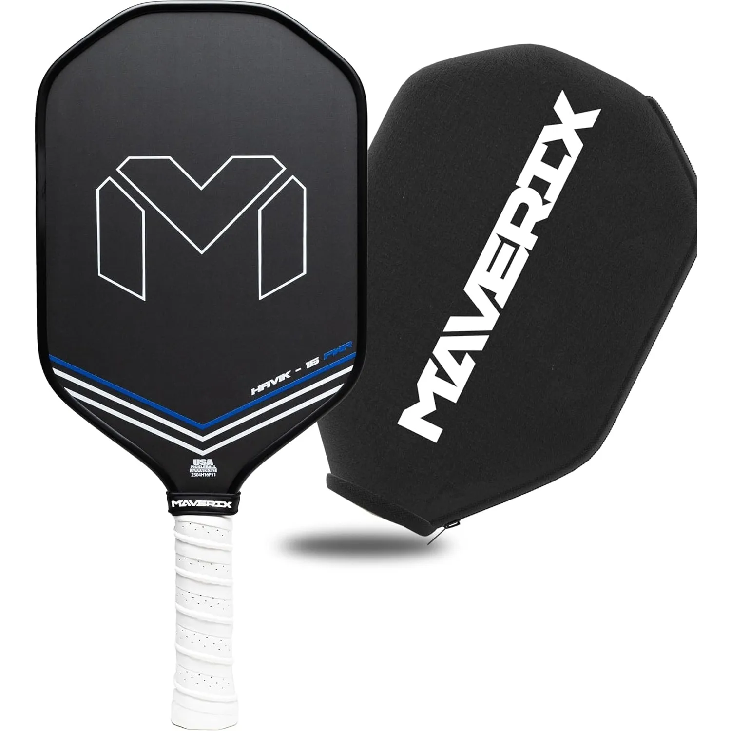 Maverix Havik -16 Professional Carbon Fiber Pickleball Paddle | Ultimate Power, Spin, and Control | Raw Carbon Fiber Design with Cover |