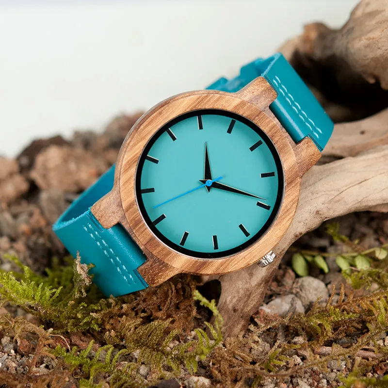 Maxamillion Leather Strap Wooden Watches