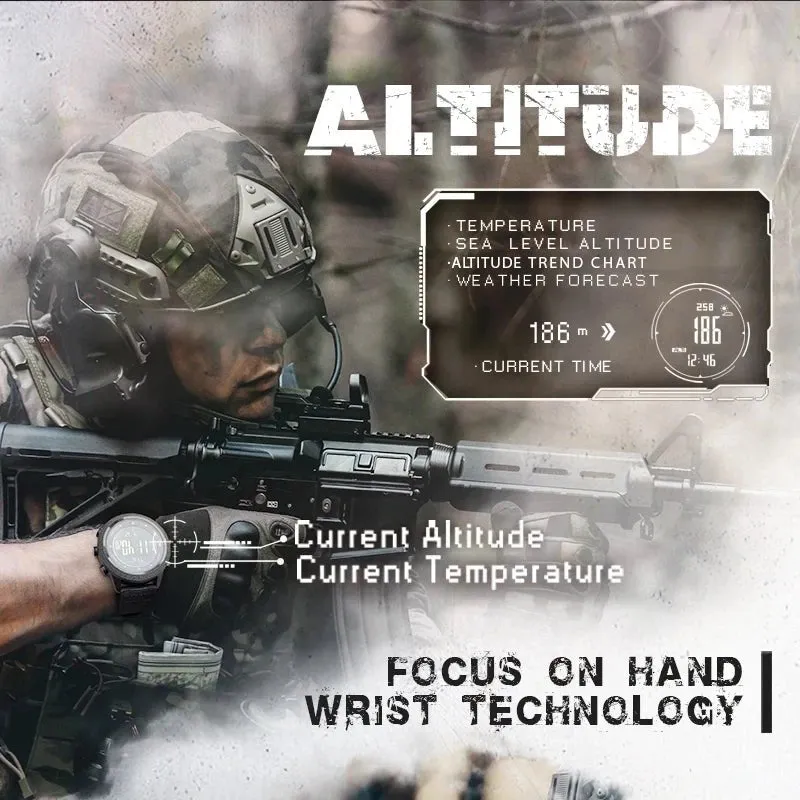 Men Digital Sports Watch Military 50M Waterproof, Altimeter, Barometer