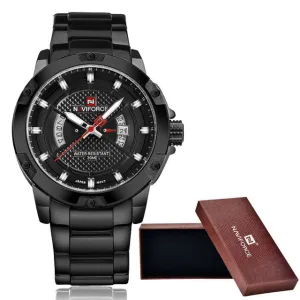 Men's Brand Watches Luxury Waterproof Sport Quartz Watch With Stainless Steel Wristband - Black/Gold/Silver/White