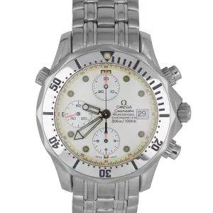 Men's OMEGA Seamaster AUTOMATIC Chronograph SS White Date 41.5mm Watch 2598.20