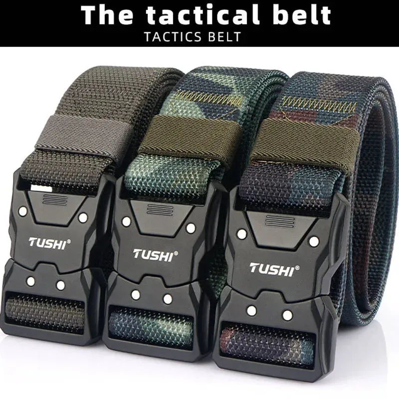 Men's Tactical Military Belt - Army Outdoor Hunting Multi-Function Combat Survival Marine Corps Nylon Belt