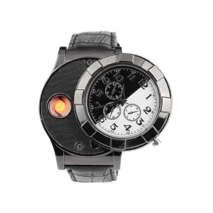 Metal Wrist Watches Design Lighter Rechargeable USB Charging Electronic Cigarette Lighter Flameless Wrist Watches for Man