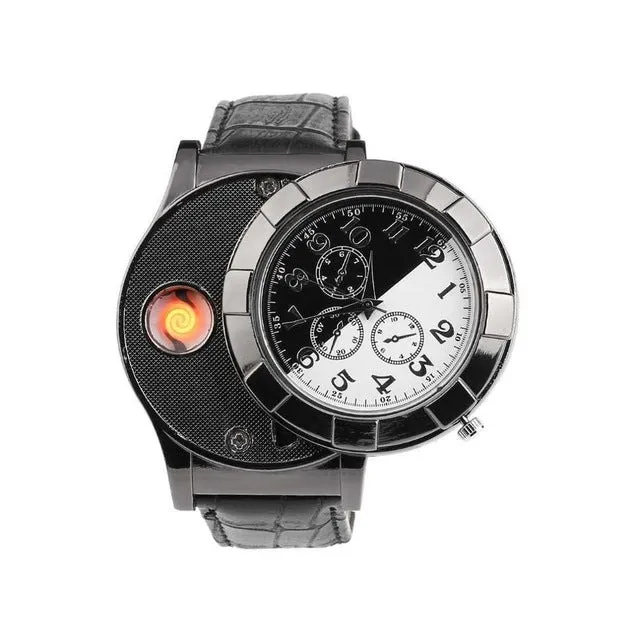 Metal Wrist Watches Design Lighter Rechargeable USB Charging Electronic Cigarette Lighter Flameless Wrist Watches for Man