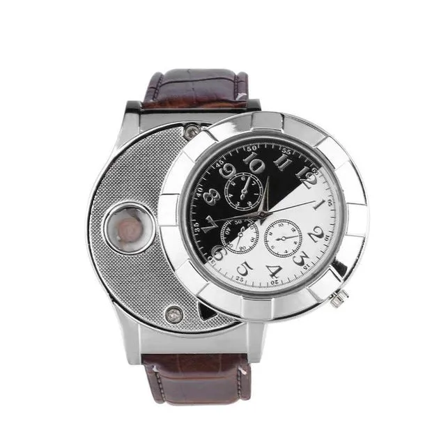 Metal Wrist Watches Design Lighter Rechargeable USB Charging Electronic Cigarette Lighter Flameless Wrist Watches for Man