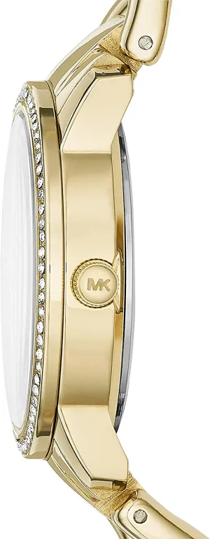 Michael Kors Women's Lady Nini Quartz Watch with Stainless Steel Strap, Gold, 18 (Model: MK3235)