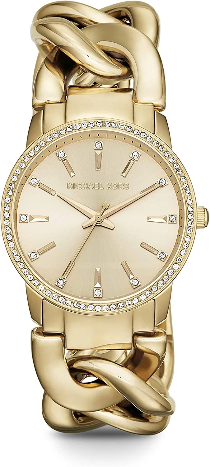 Michael Kors Women's Lady Nini Quartz Watch with Stainless Steel Strap, Gold, 18 (Model: MK3235)