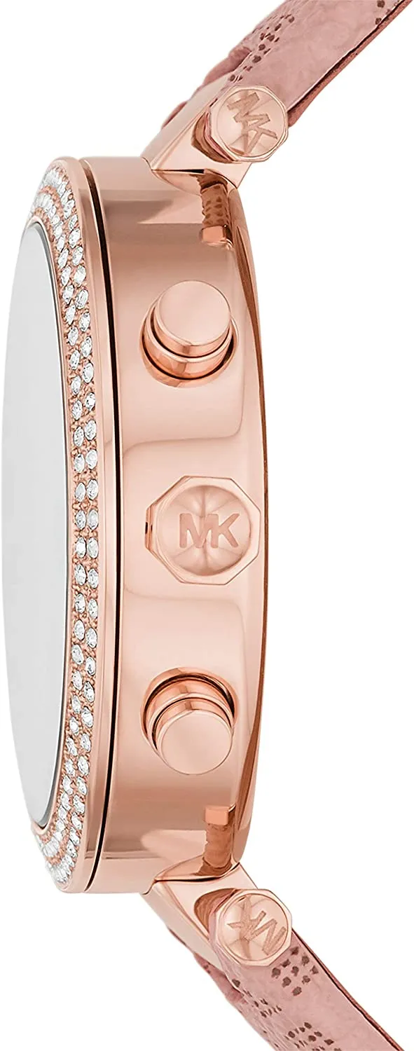 Michael Kors Women's Parker Stainless Steel Quartz Watch with PVC Strap, Pink, 20 (Model: MK6935)
