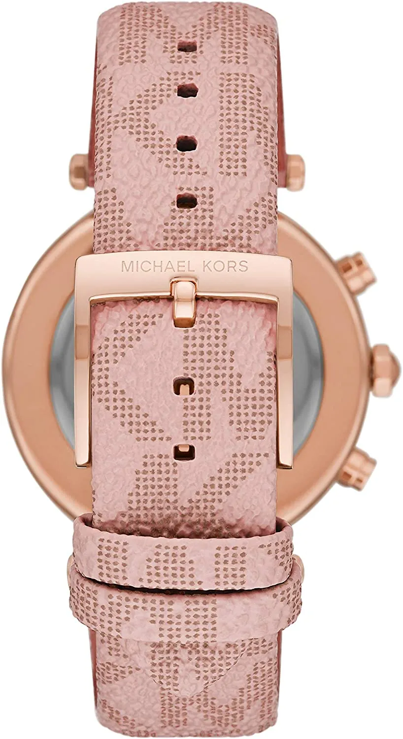 Michael Kors Women's Parker Stainless Steel Quartz Watch with PVC Strap, Pink, 20 (Model: MK6935)