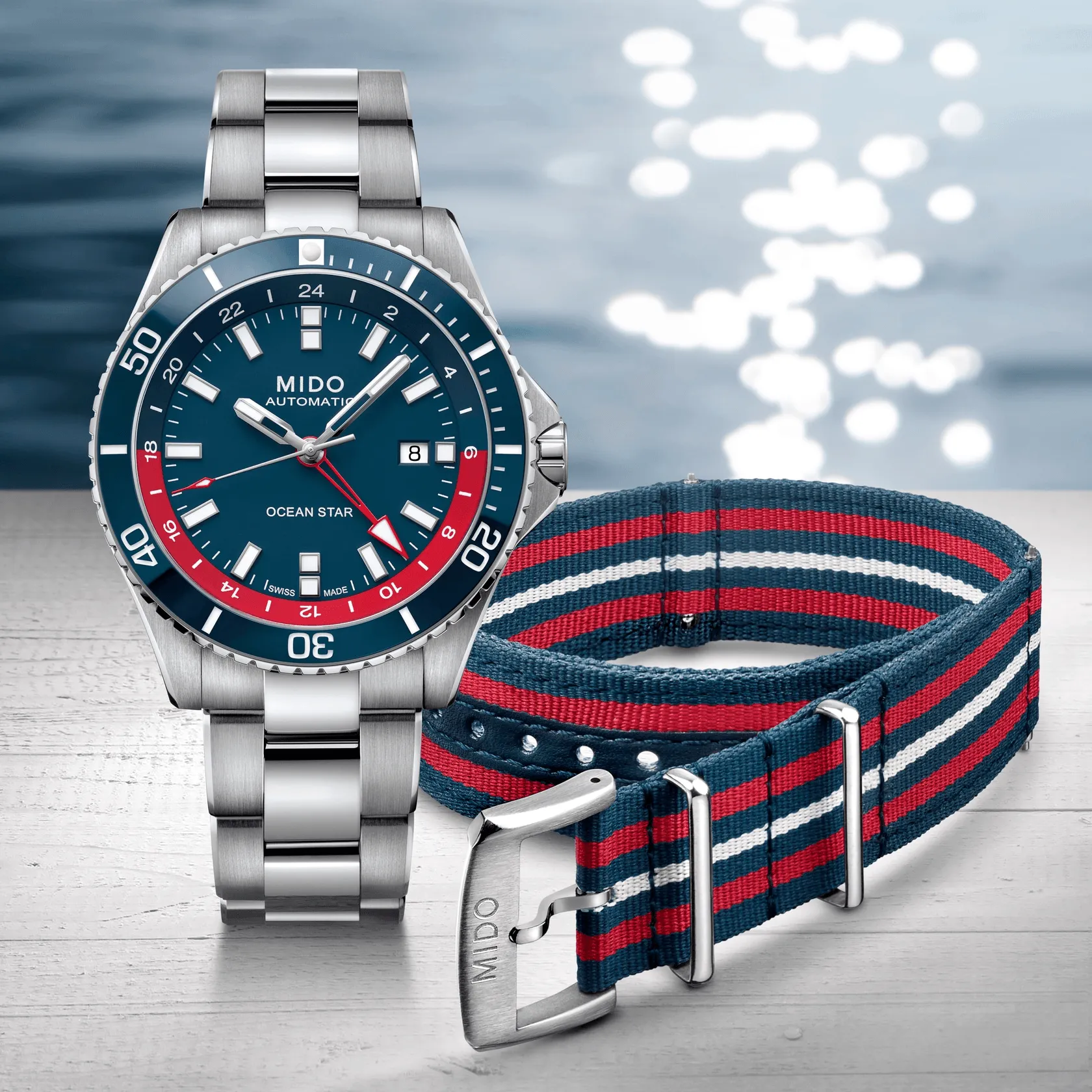 Mido Ocean Star GMT Blue-Red Special Edition Men's Watch M0266291104100