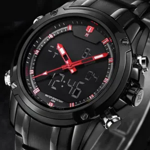 Military Sports Men's Dual-display Multi-function Stainless Steel Watch