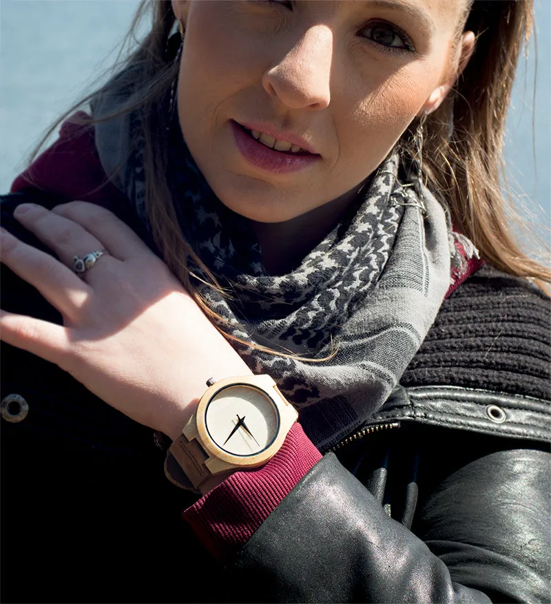 Minimalist Engraved Bamboo Watches With Premium Leather Band