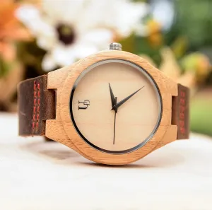 Minimalist Engraved Bamboo Watches With Premium Leather Band