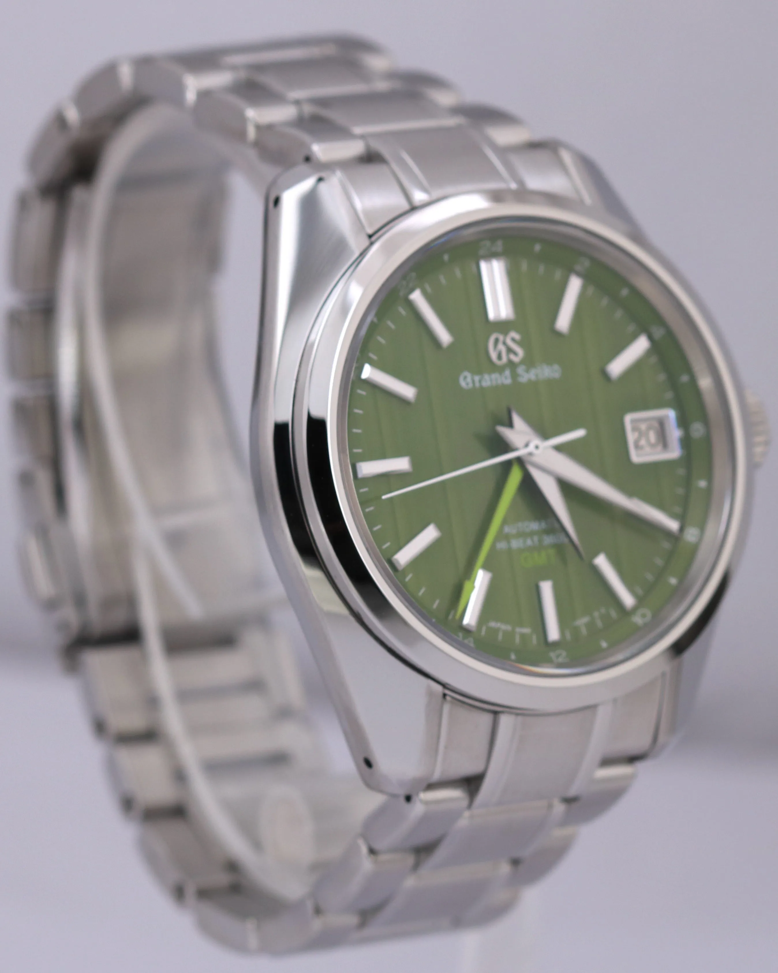 MINT 2022 PAPERS Grand Seiko Heritage Hi-Beat GMT BAMBOO Green SBGJ259G 40mm BOX
