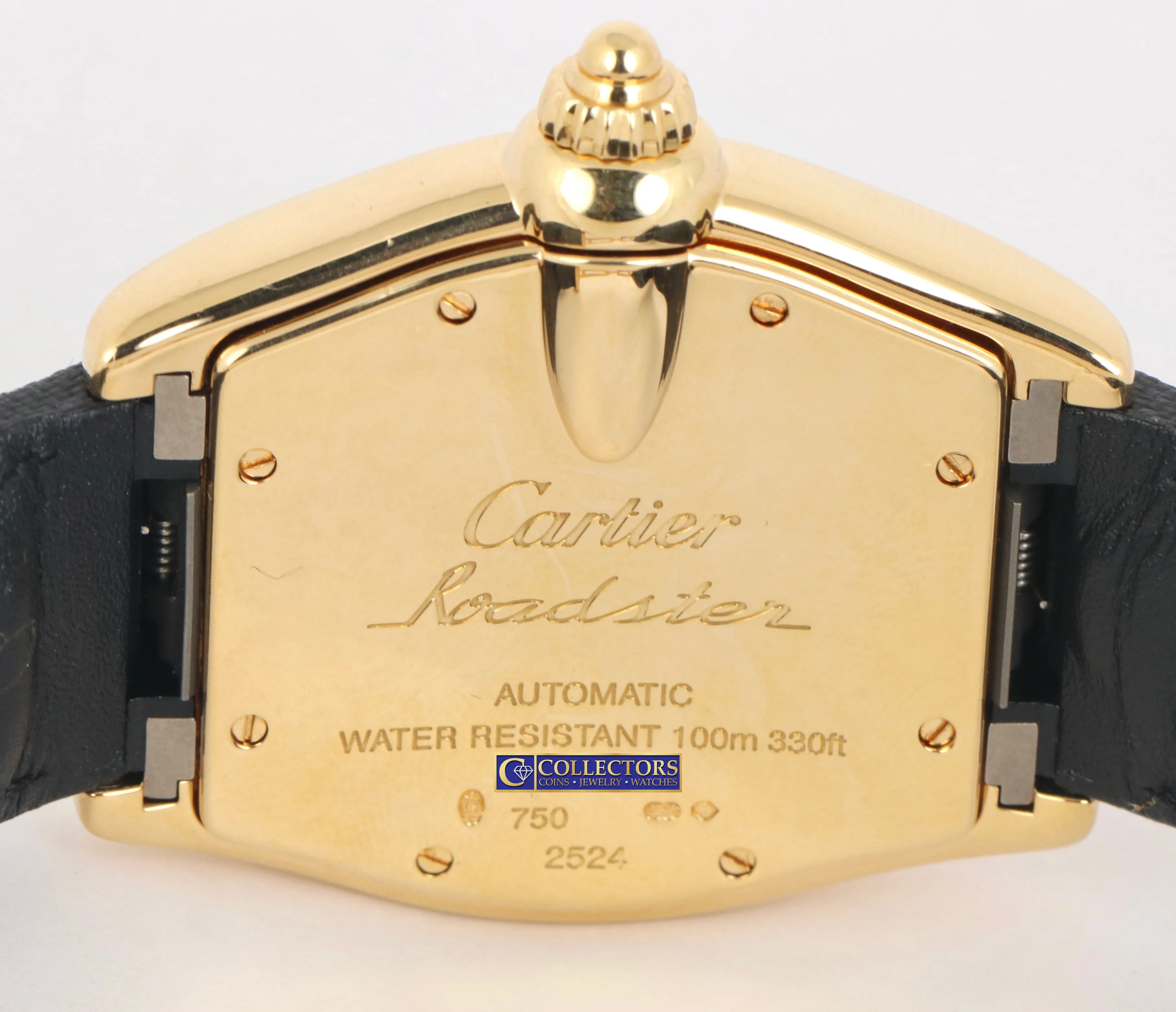 MINT Cartier Roadster 18K Yellow Gold 36mm 2524 Silver Arabic Dial Date W62003V2