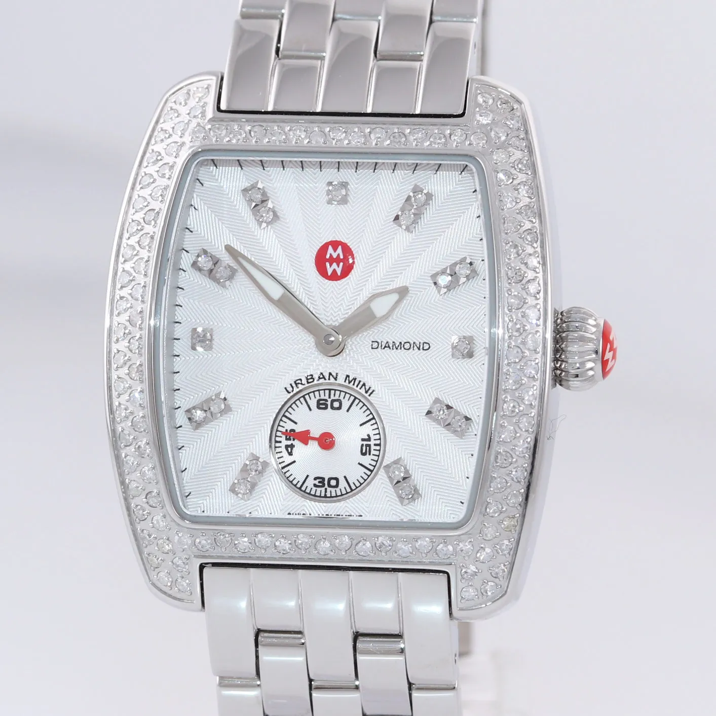 MINT Ladies Michele Urban Mini Diamond Steel Quartz 29mm Watch MW02A01A2942