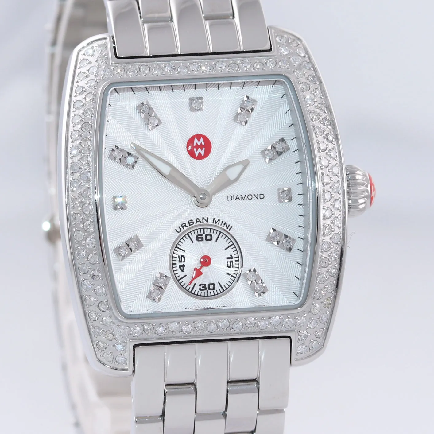 MINT Ladies Michele Urban Mini Diamond Steel Quartz 29mm Watch MW02A01A2942