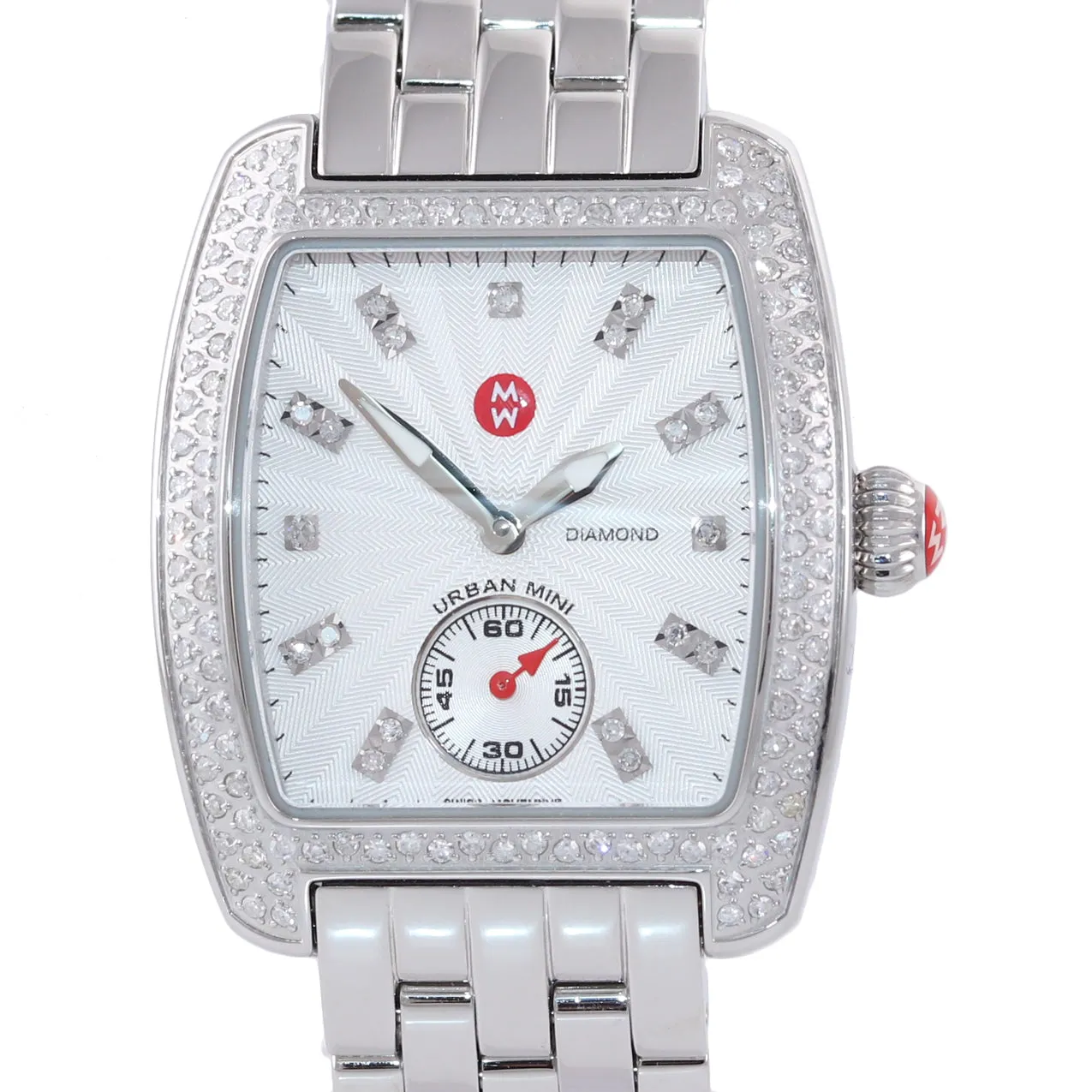 MINT Ladies Michele Urban Mini Diamond Steel Quartz 29mm Watch MW02A01A2942