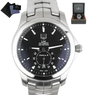 MINT TAG Heuer Link Calibre 6 Black 38mm Automatic Stainless Steel WJF211A Watch