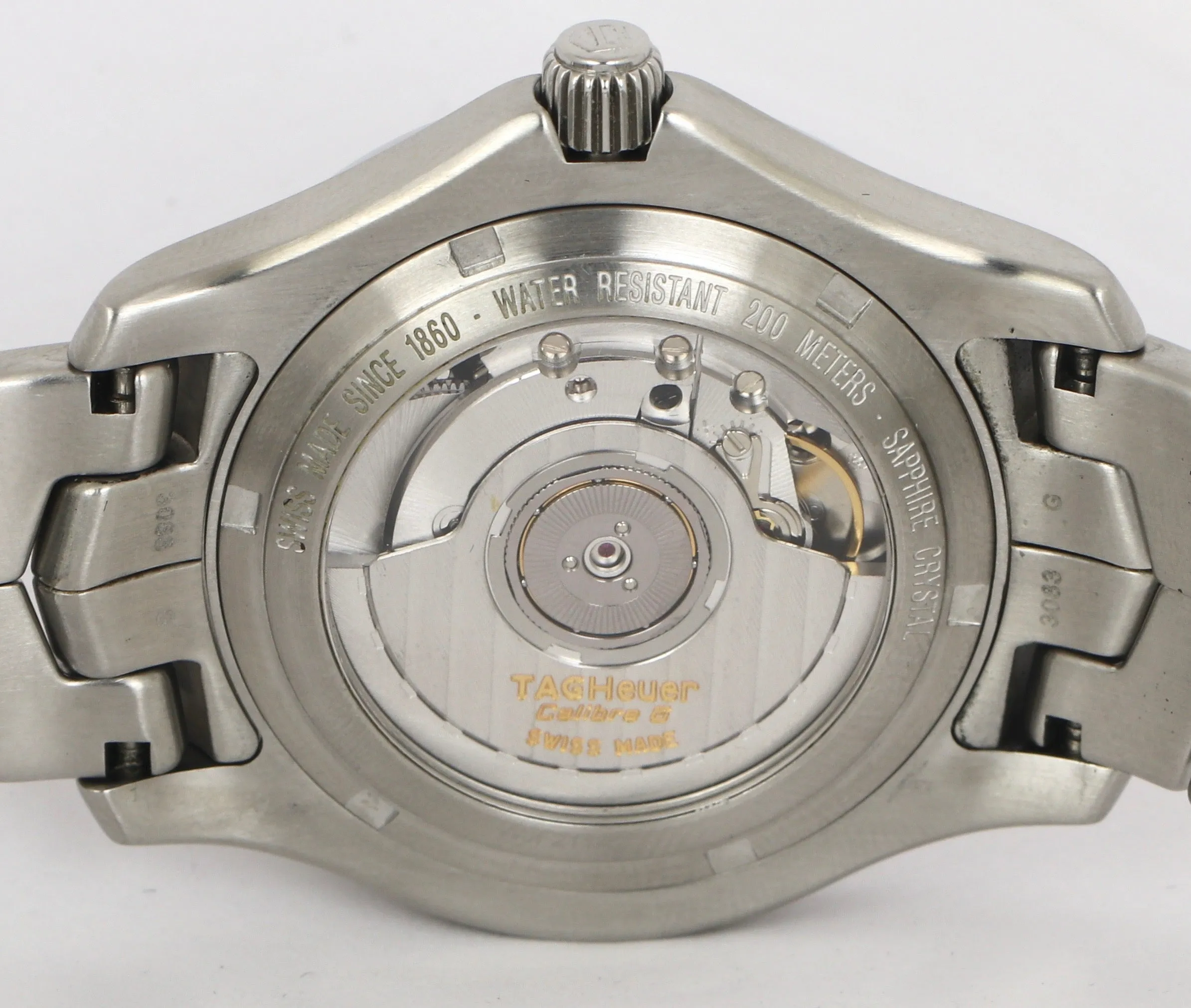MINT TAG Heuer Link Calibre 6 Black 38mm Automatic Stainless Steel WJF211A Watch