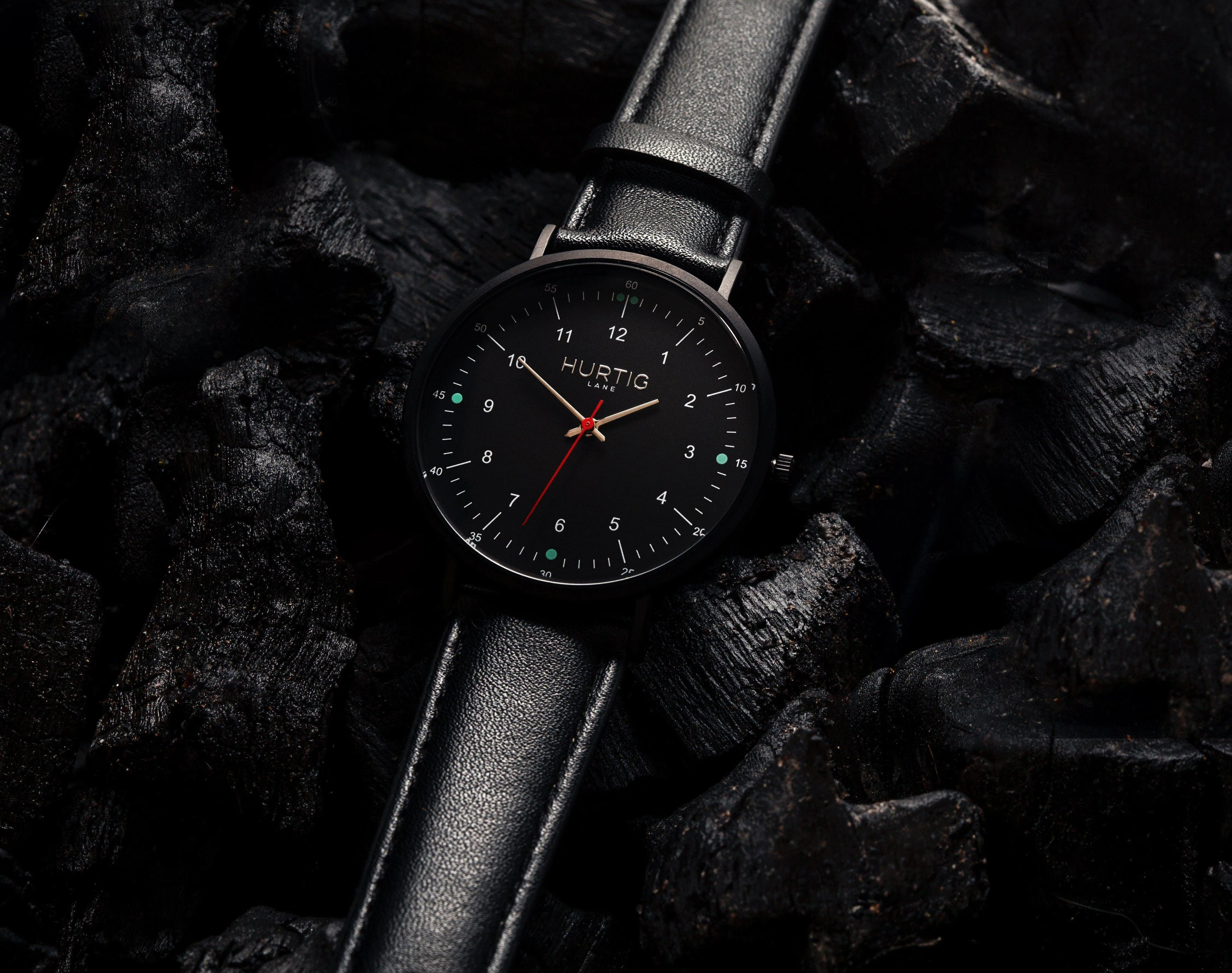 Moderno CACTUS Leather Watch All Black & Black