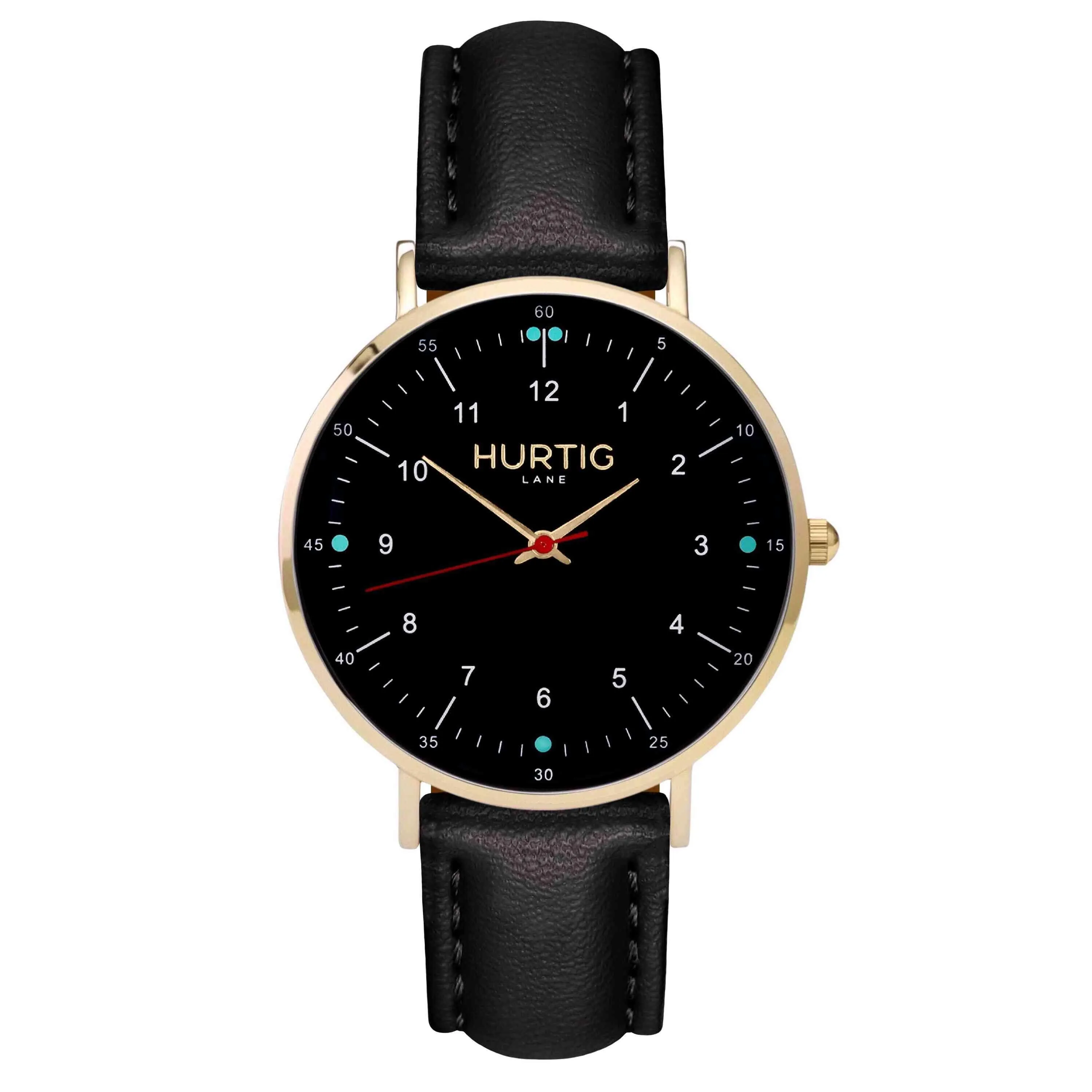 Moderno CACTUS Leather Watch Gold, Black & Black