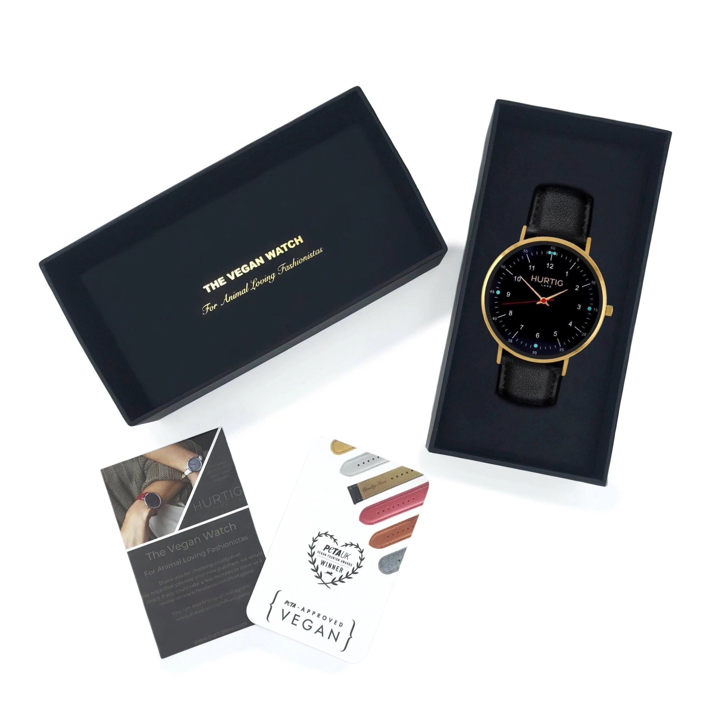 Moderno CACTUS Leather Watch Gold, Black & Black