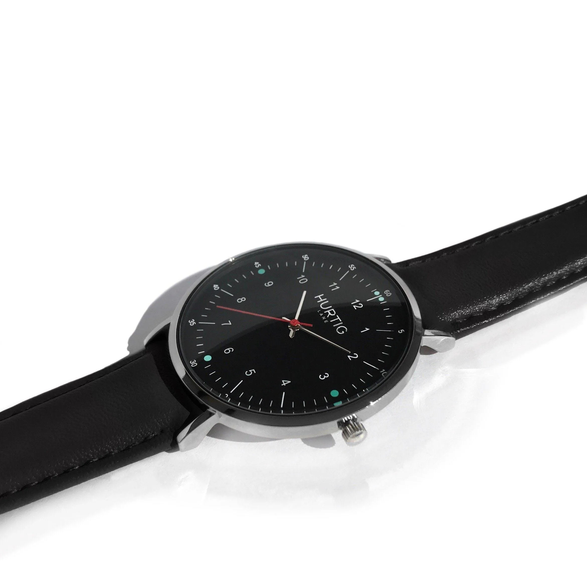 Moderno CACTUS Leather Watch Silver, Black & Black
