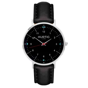 Moderno CACTUS Leather Watch Silver, Black & Black