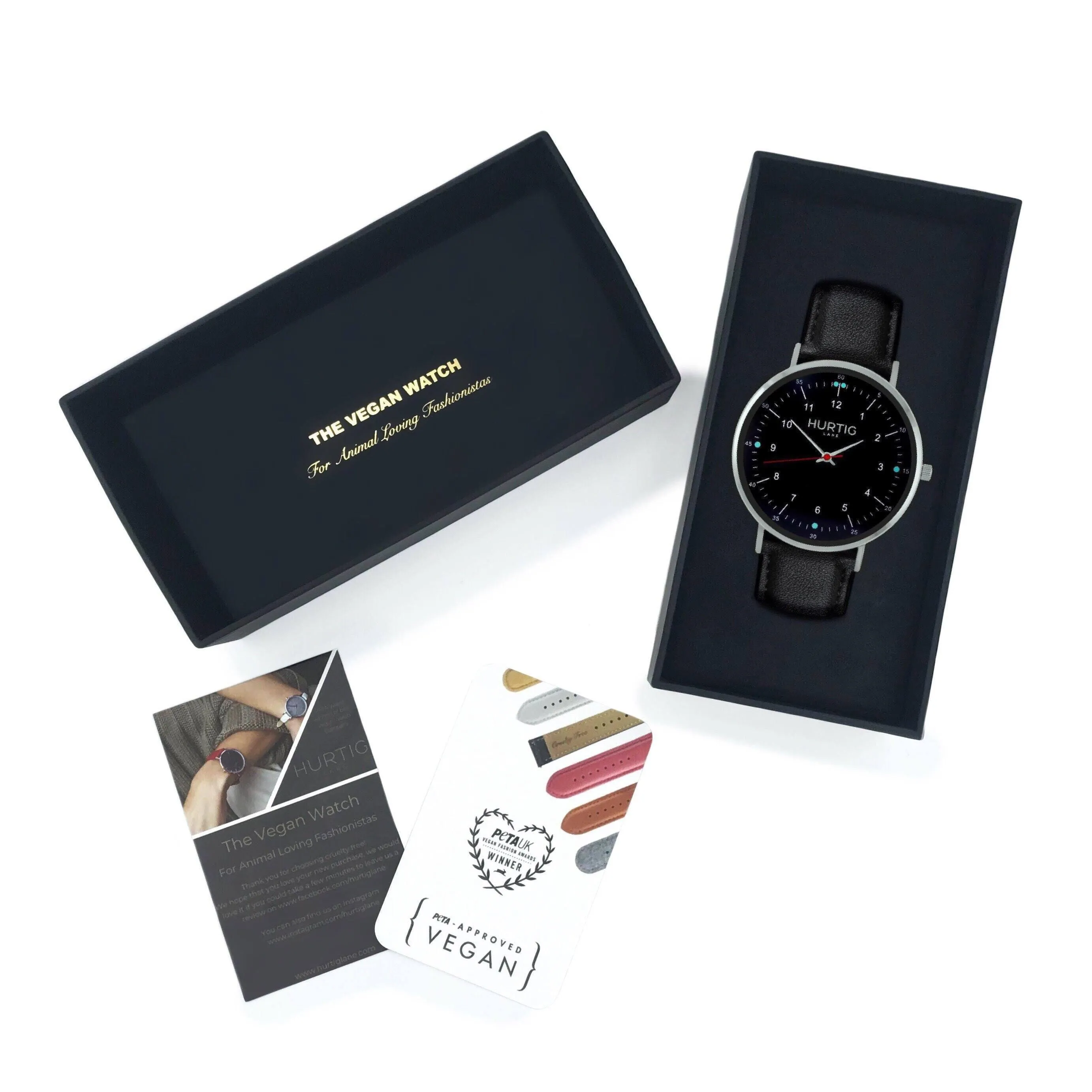 Moderno CACTUS Leather Watch Silver, Black & Black