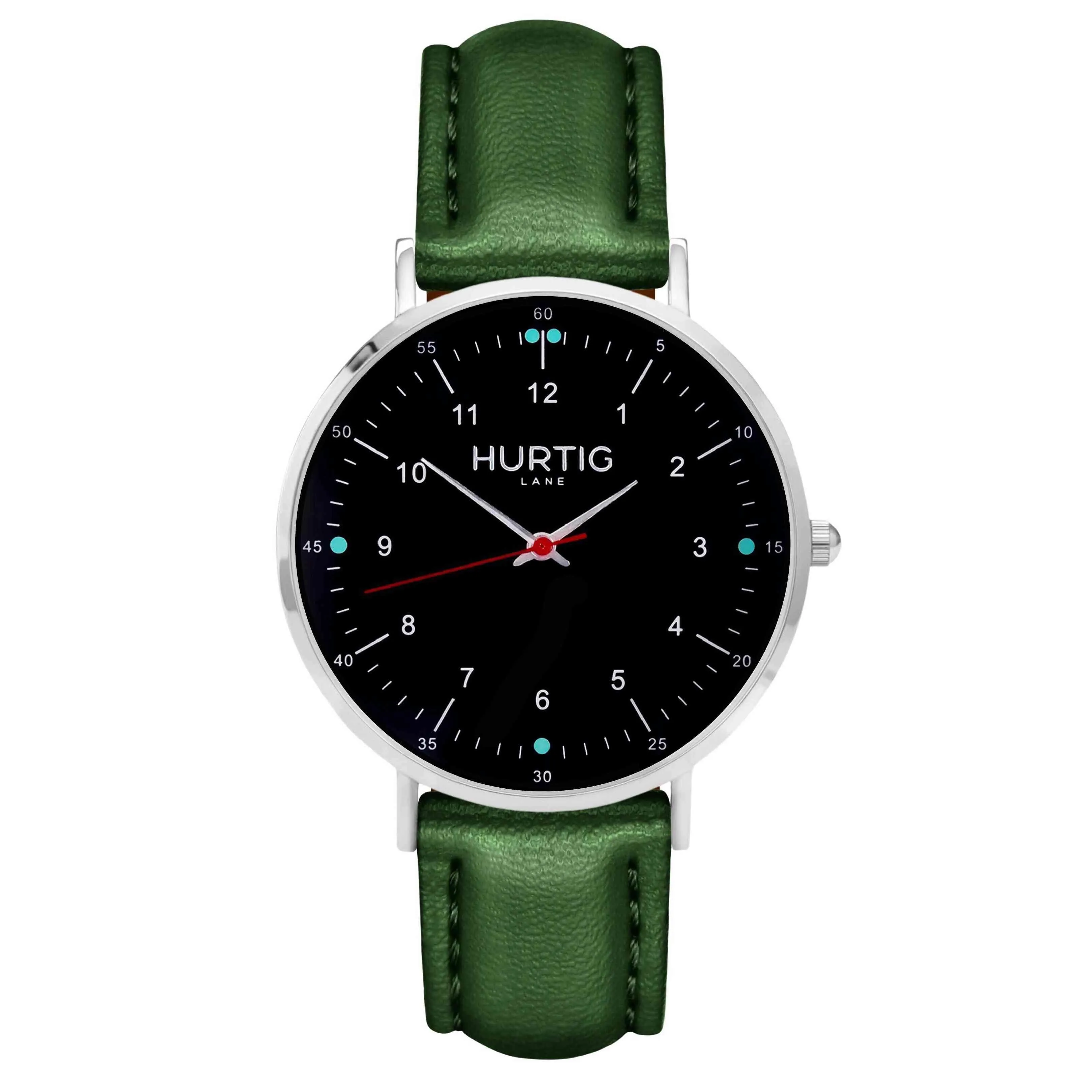 Moderno CACTUS Leather Watch Silver, Black & Green
