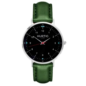 Moderno CACTUS Leather Watch Silver, Black & Green